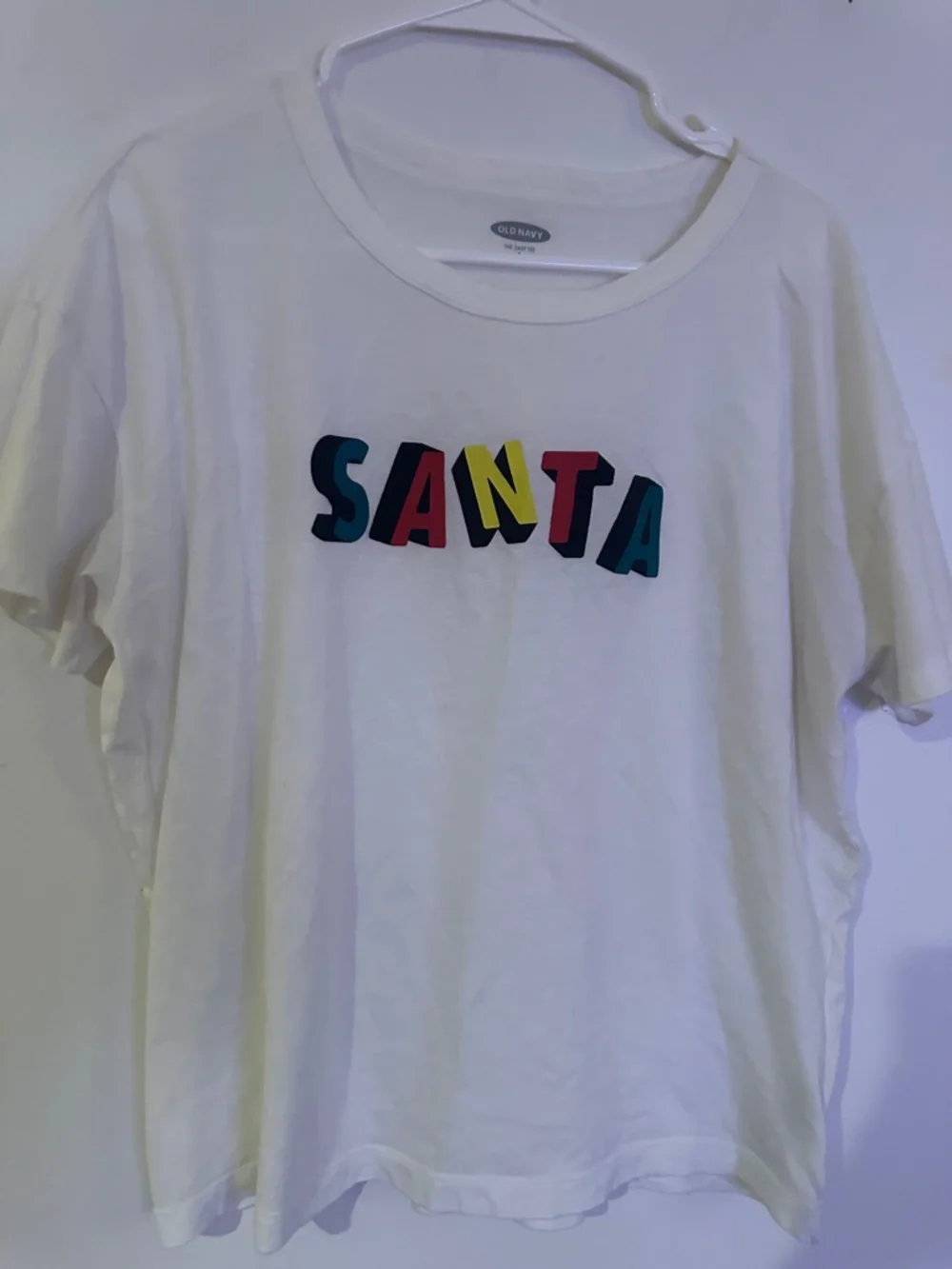 Old Navy White Short Sleeve Tee with Multicolor 